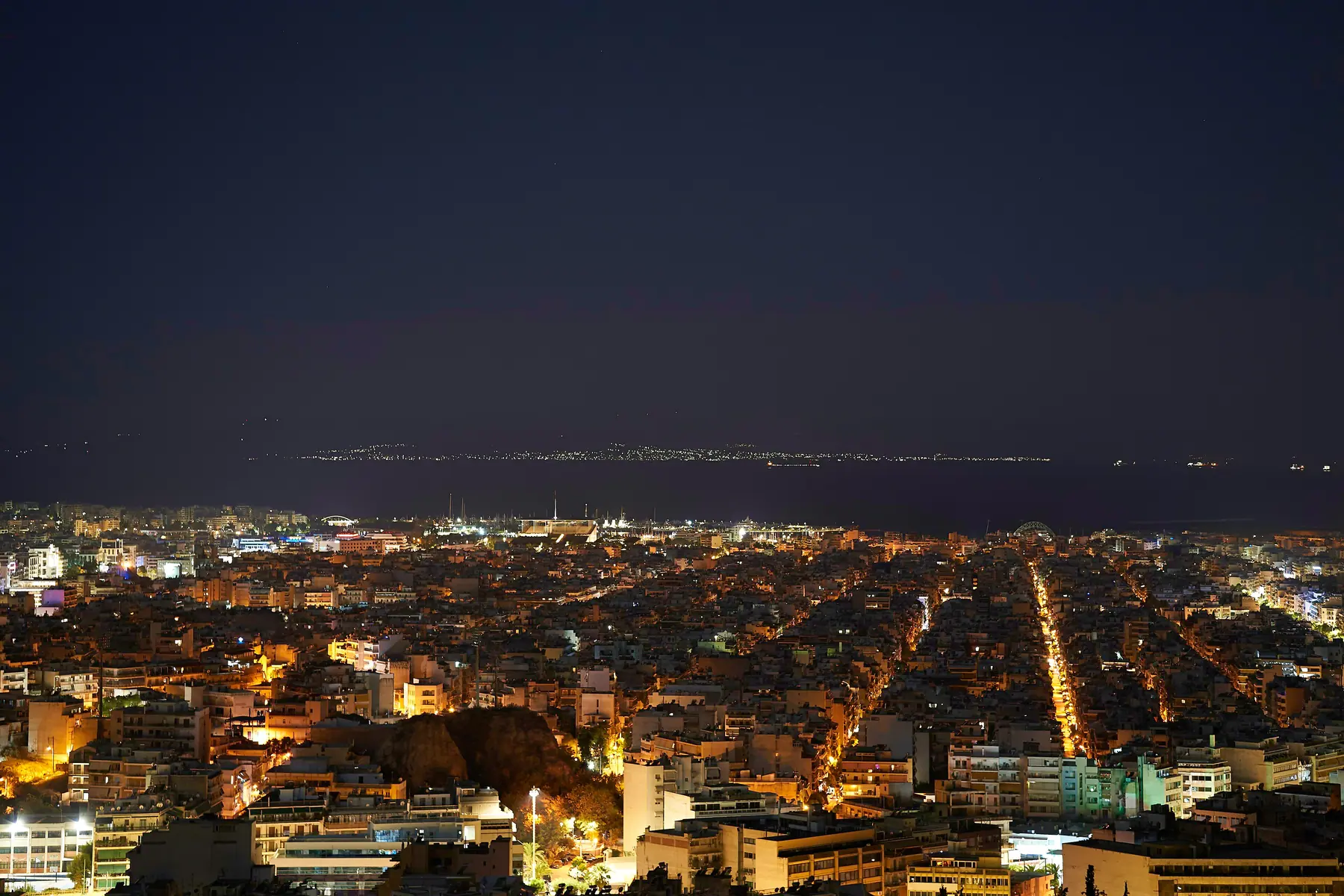 Athens, Faliro and the Saronic Gulf at night
